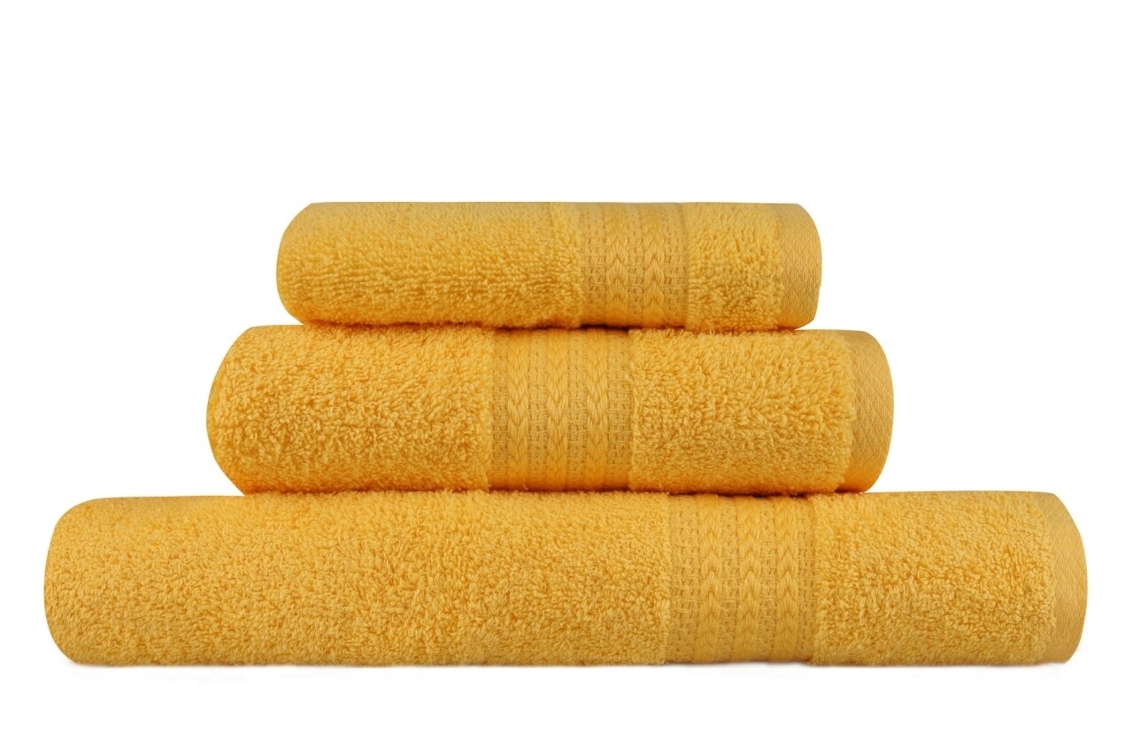 Set 3 prosoape de baie, 100% bumbac, Hobby, Dark Yellow - imagine 5